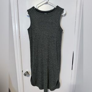 Dark Green Ribbed sleevelesss boatneck dress